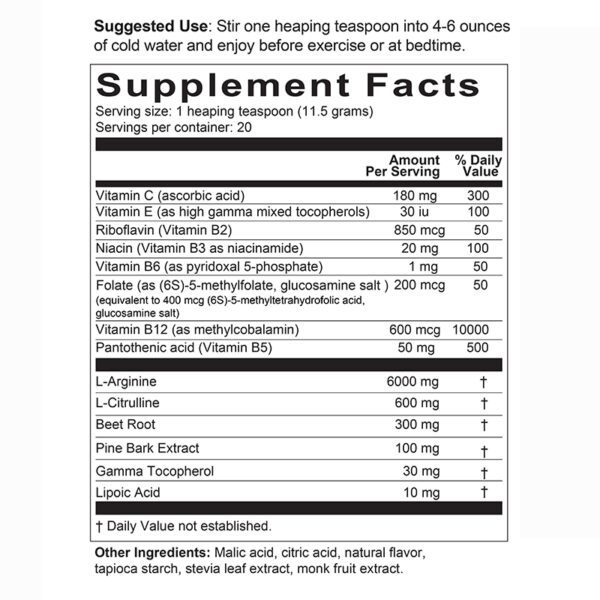 Arginine HGE Supplement Facts