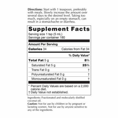 Coconut MCT Supplement Facts Panel