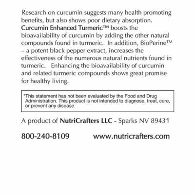 Curcumin Enhanced Turmeric Label Information