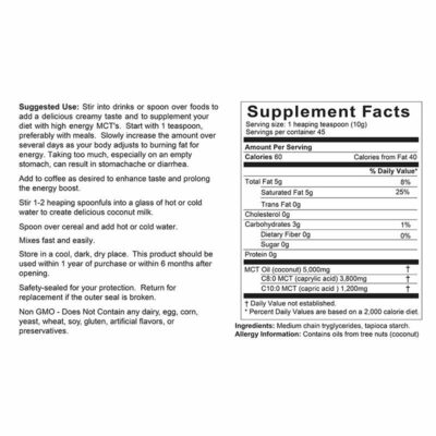 Easy MCT Supplement Facts