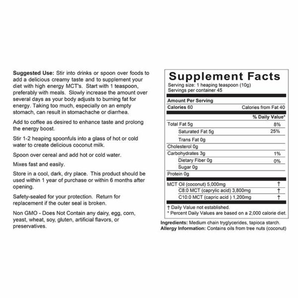 Easy MCT Supplement Facts