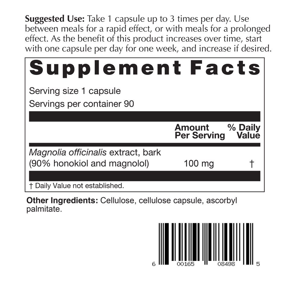Magnolia Max Supplement Facts