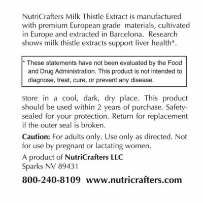 Milk Thistle Extract Label Information