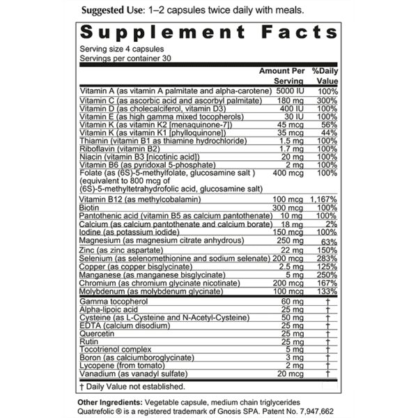 Protect Multi Supplement Facts Panel